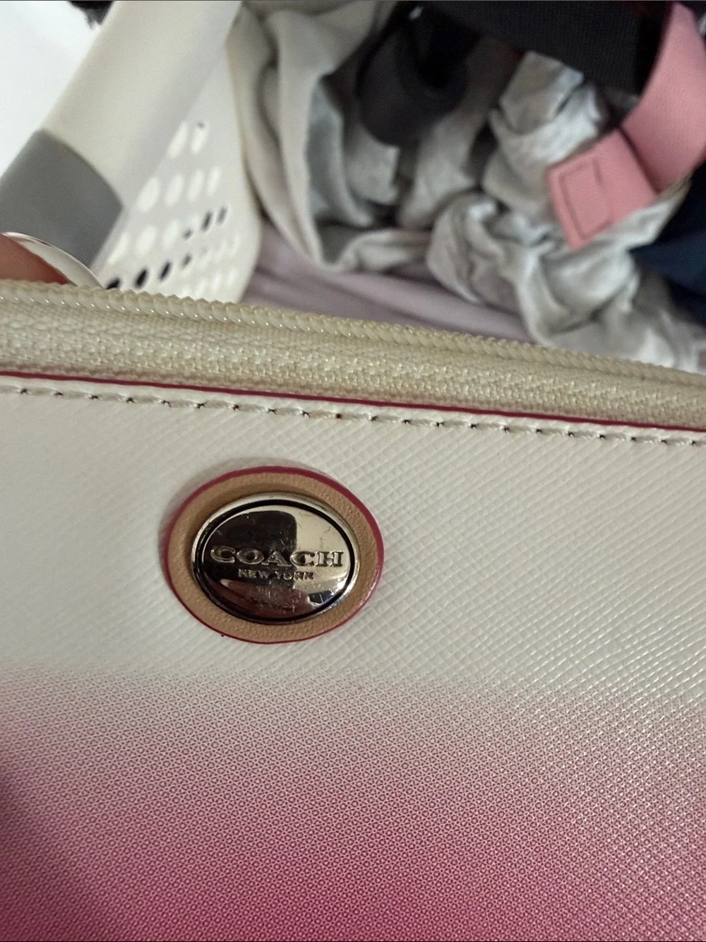 Coach Pink to Cream Ombre Wristlet with Turn-Lock